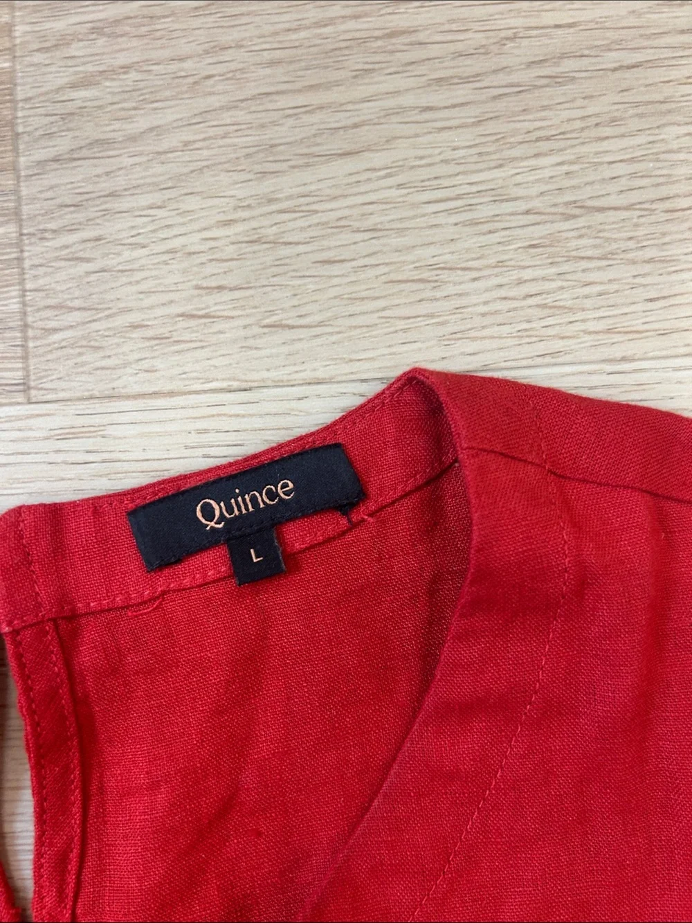 Quince Red 100% Linen  Sleeveless Shell Shirt Tank New Tried on once - Picture 2 of 4